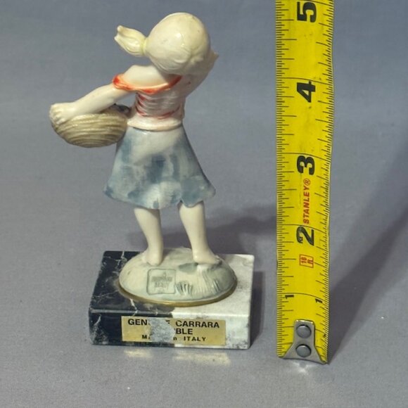 Roman Fontanini Figurine Italy Depose Simonetti Girl Marble Base Bread Basket - Picture 3 of 5